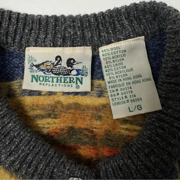 Northern Reflections Multi-Color Patterned Wool Blend Cardigan - Picture 4 of 6